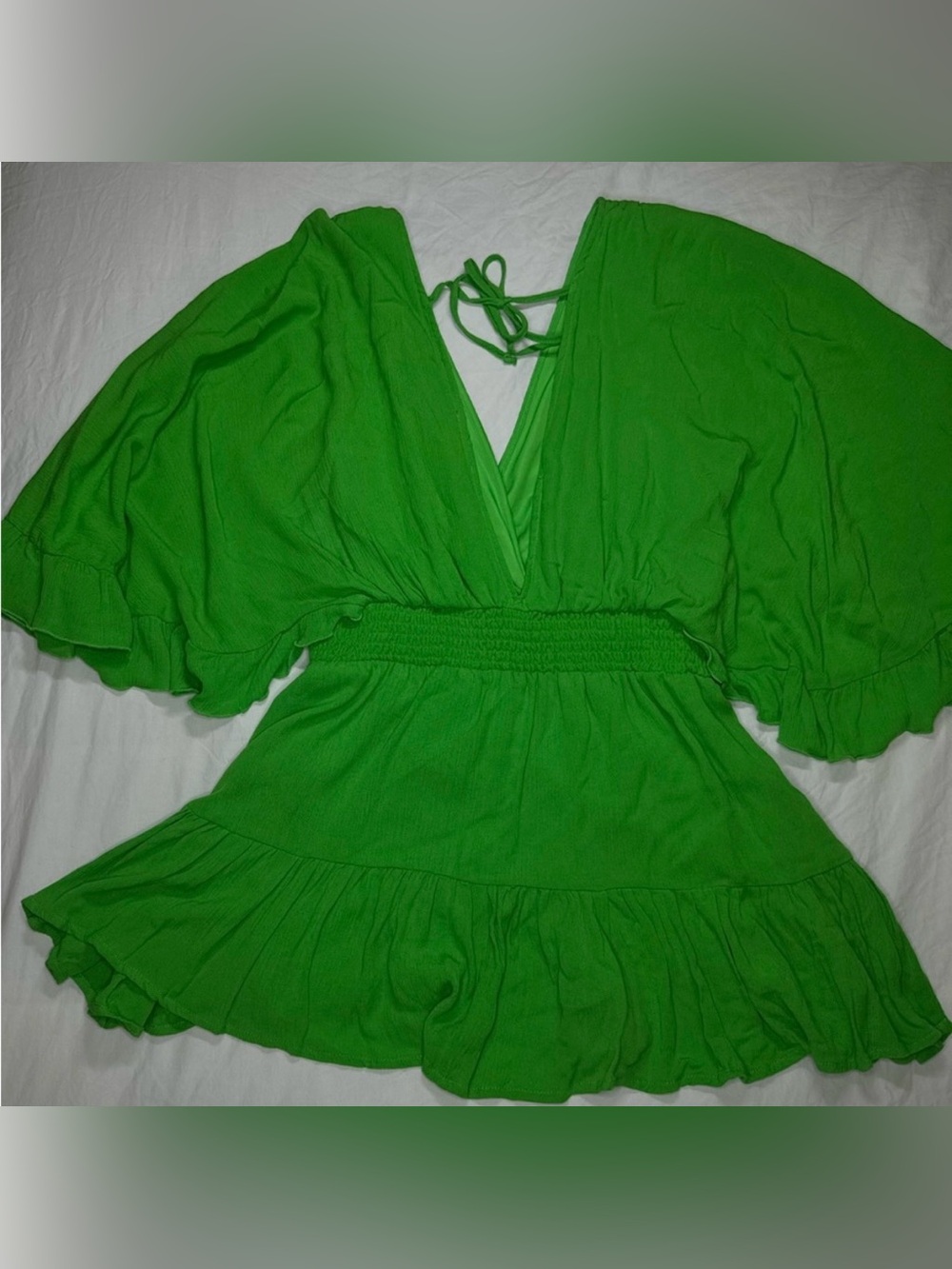 NWOT - FOREVER 21 Romper Bright Green | Large | V-Neck | Summer Beach Boho Neon